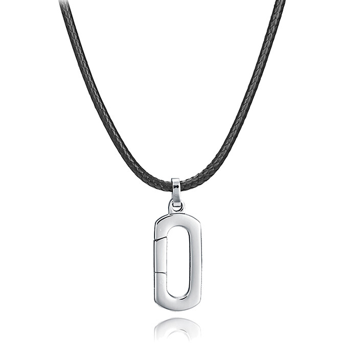 COLLAR PARA HOMBRE EN ACERO DE VICEROY CON DISEÑO DE MOSQUETON EN CORDÓN TRENZADO 15202CO1000