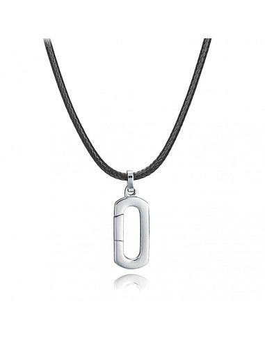 COLLAR PARA HOMBRE EN ACERO DE VICEROY CON DISEÑO DE MOSQUETON EN CORDÓN TRENZADO 15202CO1000