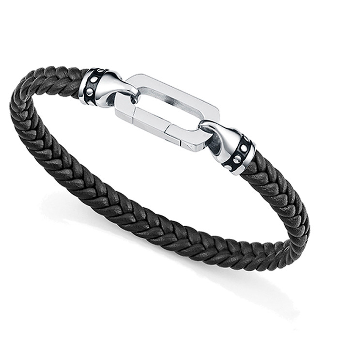 PULSERA DE HOMBRE DE VICEROY EN CUERO TRENZADO Y MOSQUETON ACERO 15202PO1010
