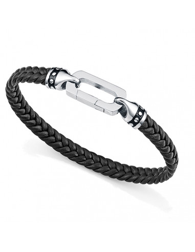 PULSERA DE HOMBRE DE VICEROY EN CUERO TRENZADO Y MOSQUETON ACERO 15202PO1010