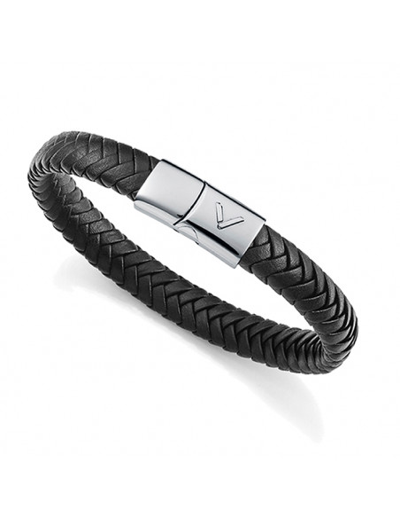 PULSERA PARA HOMBRE DE VICEROY EN ACERO IP Y PIEL TRENZADA LOGO EN CIERRE 75425P01010