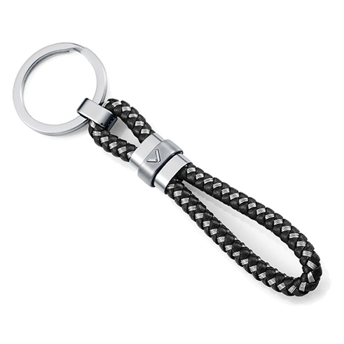 LLAVERO EN ACERO Y CUERO TRENZADO LOGO EN CHAPA DE VICEROY 75434LO1010