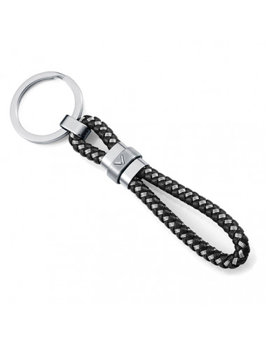 LLAVERO EN ACERO Y CUERO TRENZADO LOGO EN CHAPA DE VICEROY 75434LO1010