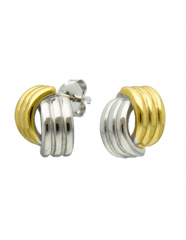 PENDIENTES DE PLATA BICOLOR BANDAS ENTRELAZ