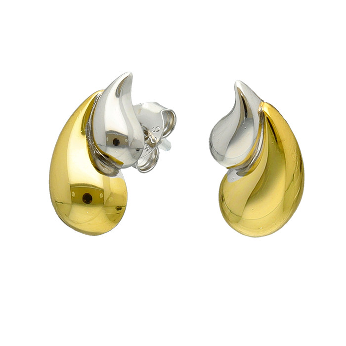 PENDIENTE BICOLOR DE PLATA GOTAS