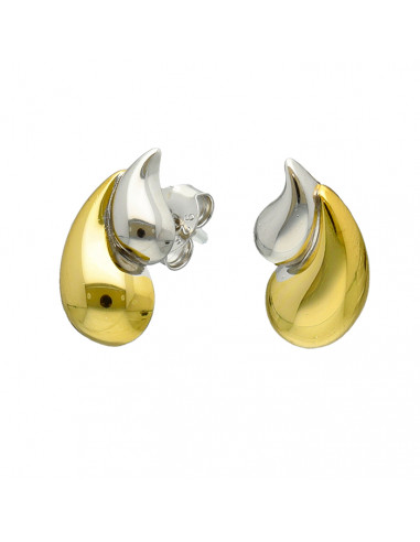 PENDIENTE BICOLOR DE PLATA GOTAS