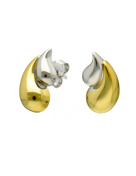 PENDIENTE BICOLOR DE PLATA GOTAS