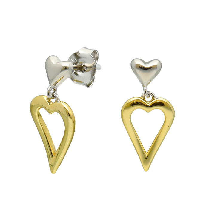 PENDIENTES LARGOS BICOLOR CORAZONES