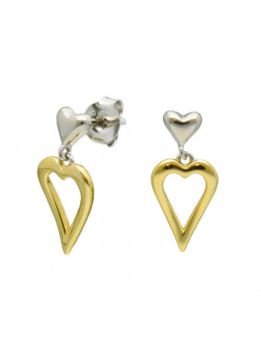 PENDIENTES LARGOS BICOLOR CORAZONES