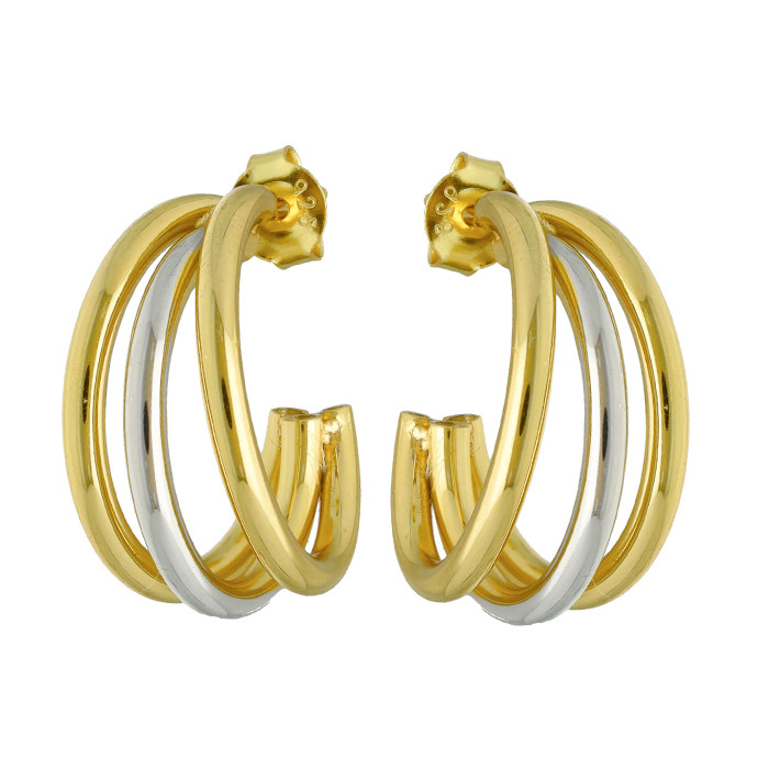 AROS ENTRELAZADOS BICOLOR PLATA