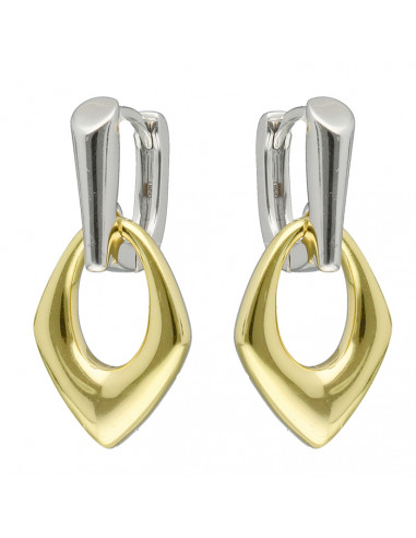 PENDIENTES BICOLOR LARGOS ROMBO