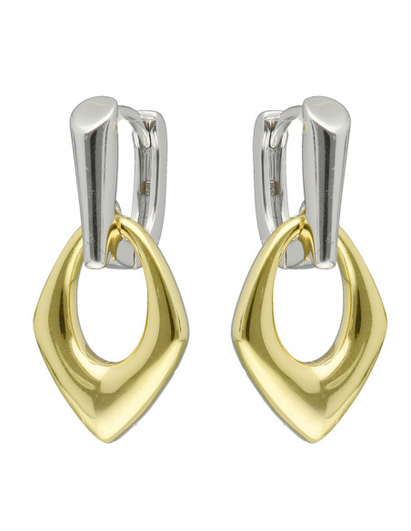 PENDIENTES BICOLOR LARGOS ROMBO