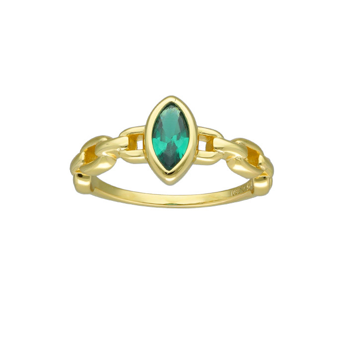 ANILLO EN PLATA CIRCONITA VERDE FORMA MARQUISE
