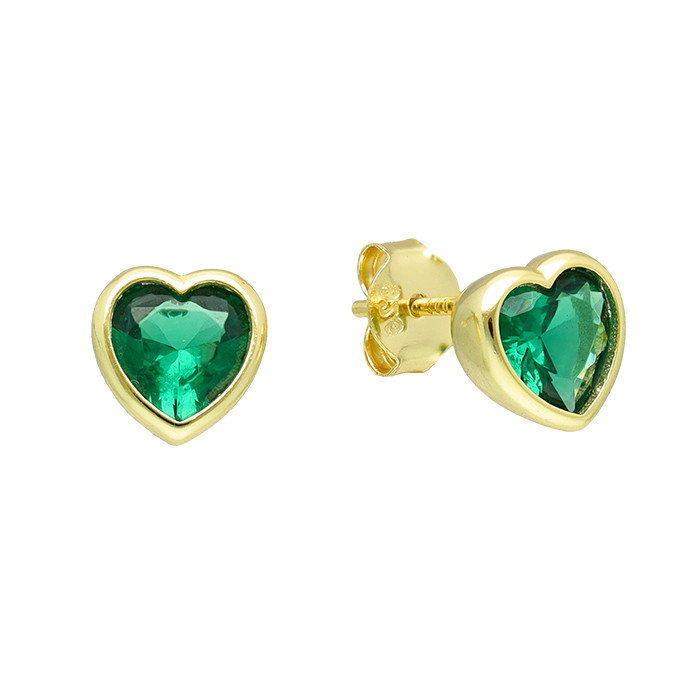 PENDIENTES PLATA CIRCONITA VERDE CORAZON