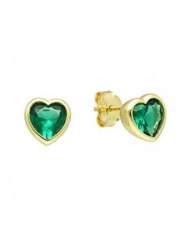 PENDIENTES PLATA CIRCONITA VERDE CORAZON