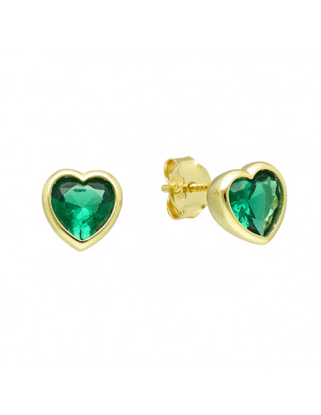 PENDIENTES PLATA CIRCONITA VERDE CORAZON