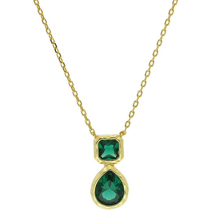 GARGANTILLA PLATA CON COLGANTE CIRCONITA VERDE FORMA LAGRIMA