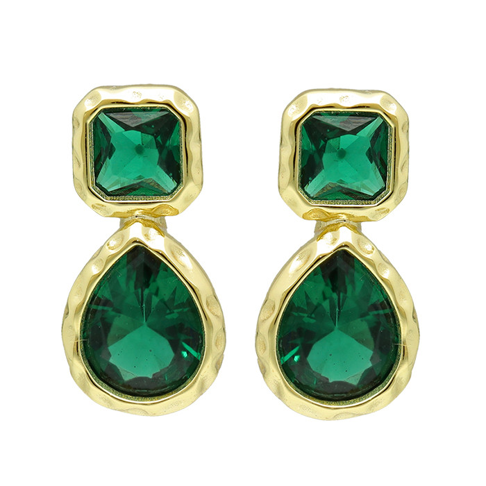 PENDINENTES LARGOS EN PLATA DORADA CIRCONITAS VERDES