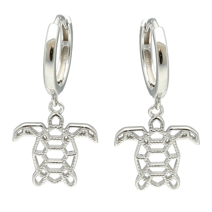 PENDIENTES PLATA LARGOS TORTUGA CALADA