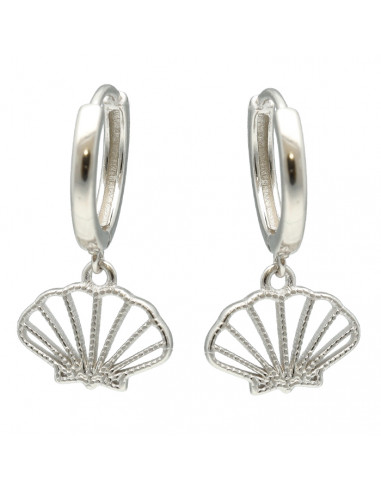 PENDIENTES PLATA LARGOS CONCHA CALADA