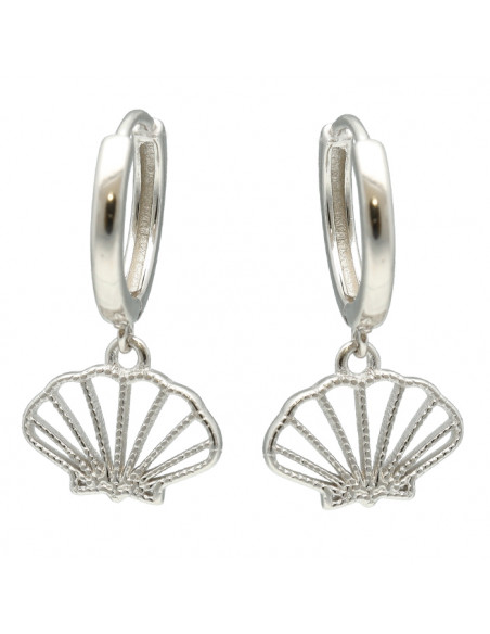 PENDIENTES PLATA LARGOS CONCHA CALADA
