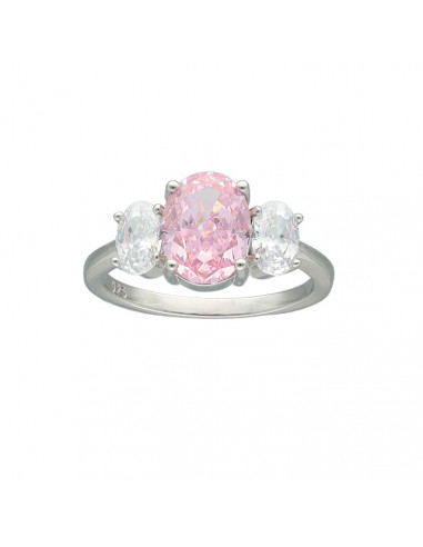 ANILLO DE PLATA TRILOGY ROSA Y BLANCO