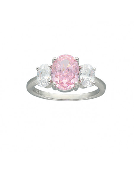 ANILLO DE PLATA TRILOGY ROSA Y BLANCO