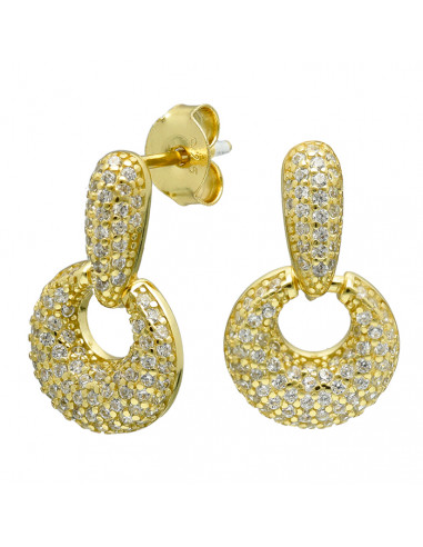 PENDIENTES EN PLATA DORADA CON CIRCONITAS CIRCULOS