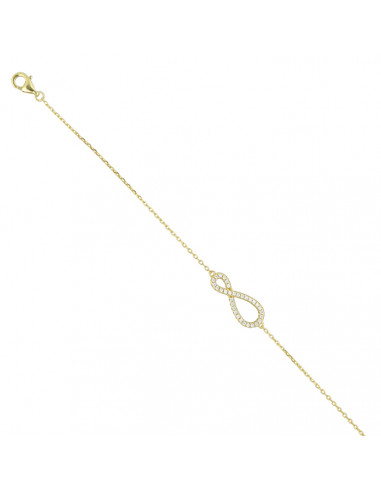 PULSERA EN PLATA DORADA CIRCONITAS INFINITO