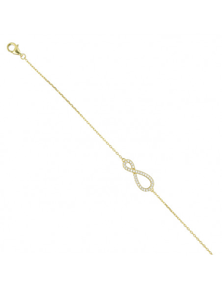 PULSERA EN PLATA DORADA CIRCONITAS INFINITO