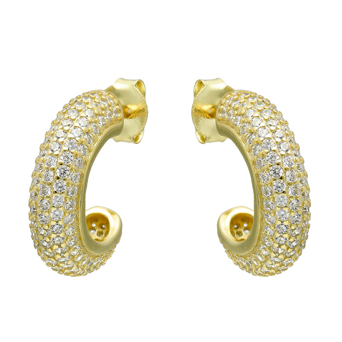 PENDIENTES EN PLATA DORADA CIRCONITAS MEDIO ARO