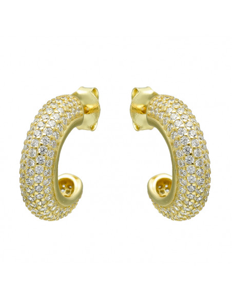 PENDIENTES EN PLATA DORADA CIRCONITAS MEDIO ARO