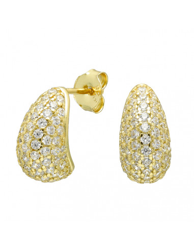 PENDIENTES PLATA DORADA CIRCONITAS LAGRIMA.