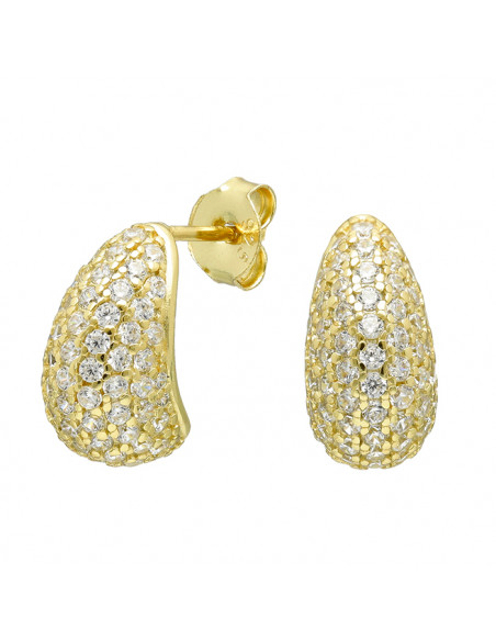 PENDIENTES PLATA DORADA CIRCONITAS LAGRIMA.