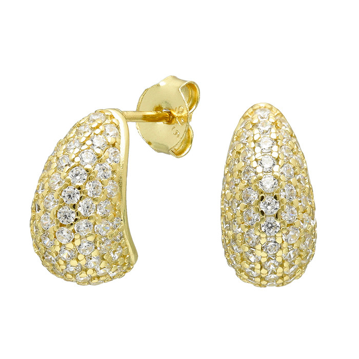 PENDIENTES PLATA DORADA CIRCONITAS FORMA LAGRIMA