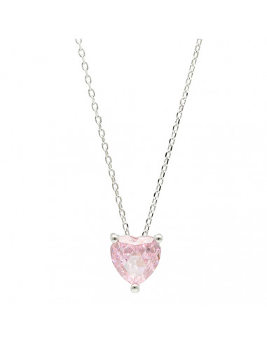GARGANTILLA PLATA Y COLGANTE CORAZON ROSA