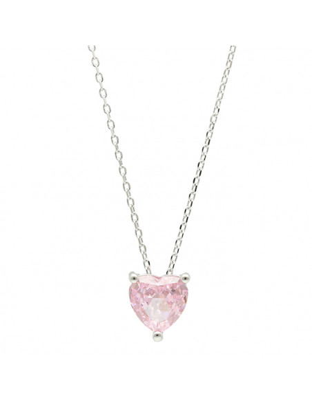 GARGANTILLA PLATA Y COLGANTE CORAZON ROSA