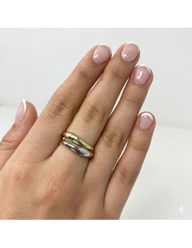 ANILLO DOBLE PLATA BICOLOR