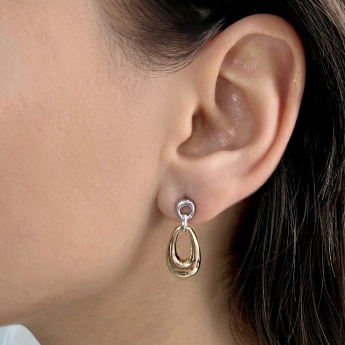 PENDIENTES LARGOS BICOLOR DE PLATA 2