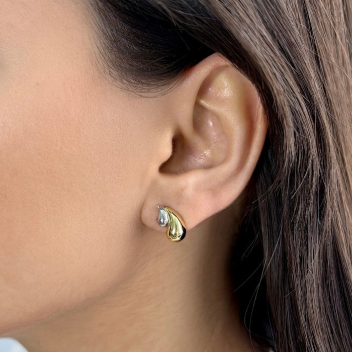 PENDIENTE BICOLOR DE PLATA GOTAS 2