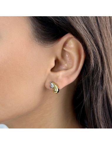 PENDIENTE BICOLOR DE PLATA GOTAS