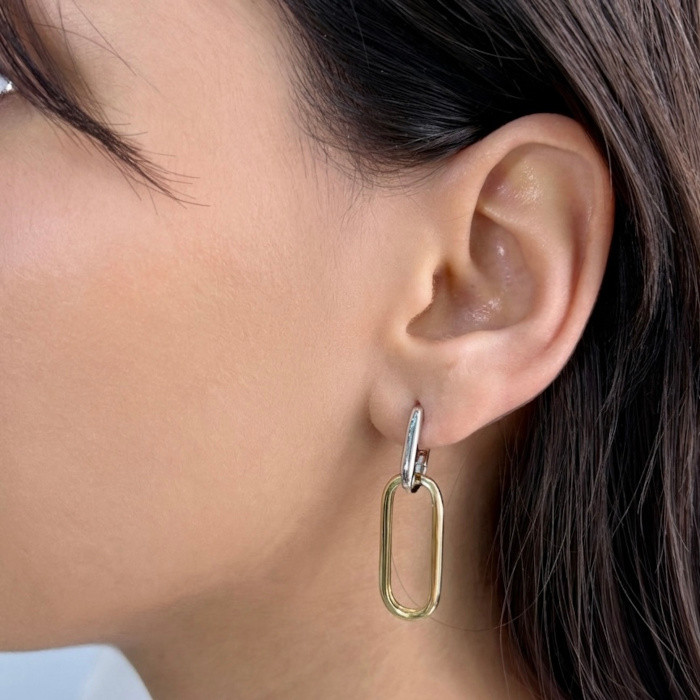 PENDIENTES LARGOS PLATA BICOLOR RECTANGULOS 2