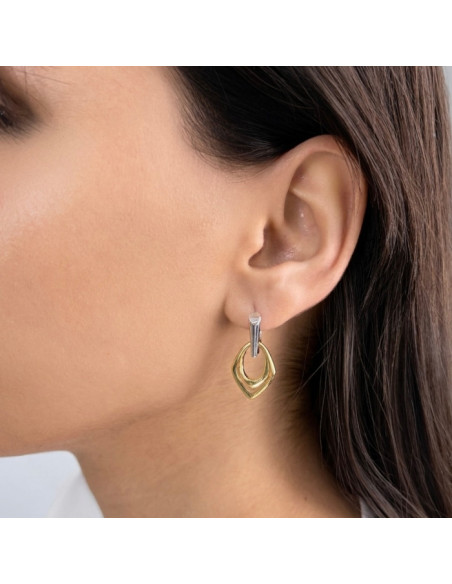 PENDIENTES BICOLOR LARGOS ROMBO
