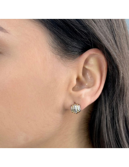 PENDIENTES DE PLATA BICOLOR CON BANDAS