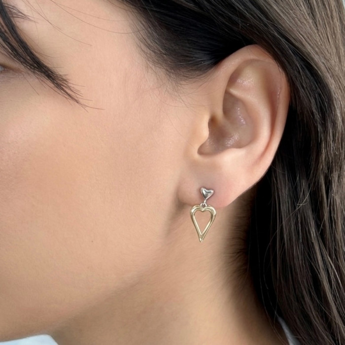 PENDIENTES LARGOS BICOLOR CORAZONES 2