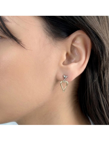 PENDIENTES LARGOS BICOLOR CORAZONES
