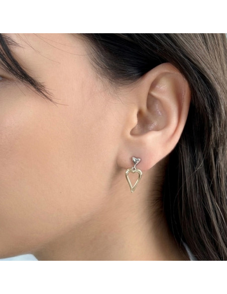 PENDIENTES LARGOS BICOLOR CORAZONES