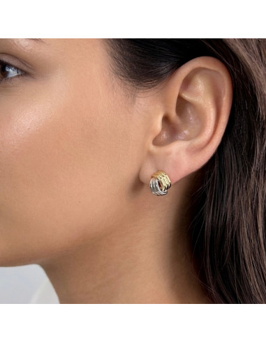 PENDIENTES DE PLATA BICOLOR BANDAS ENTRELAZ