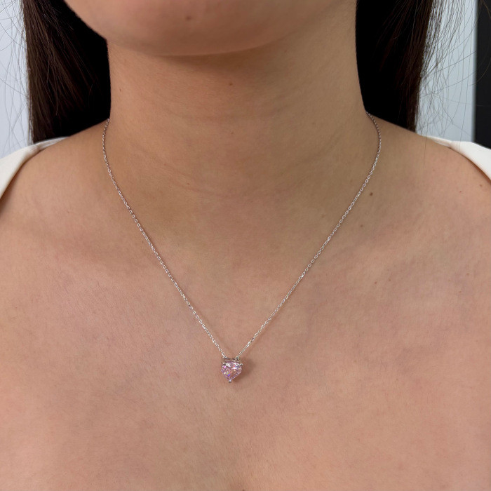 copy of GARGANTILLA EN PLATA CON COLGANTE CORAZON ROSA 2