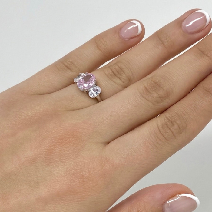 ANILLO DE PLATA TRILOGY ROSA Y BLANCO 2